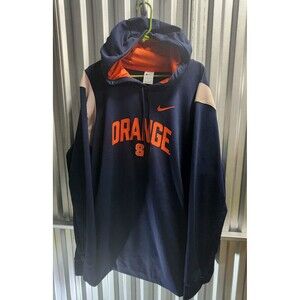Nike Therma Fit Men's Pullover Sweatshirt Hoodie Navy Blue Orange Size XL